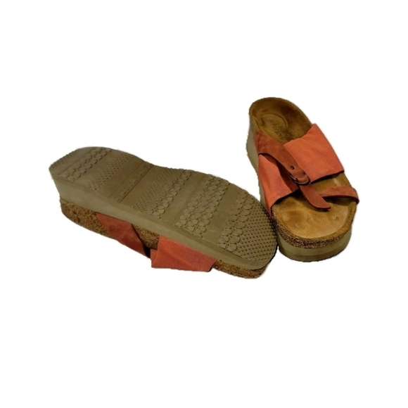 NAOT Vintage Wedge Cut Red Criss Cross Women's Platform Sandal Geniune Leather - Picture 2 of 7